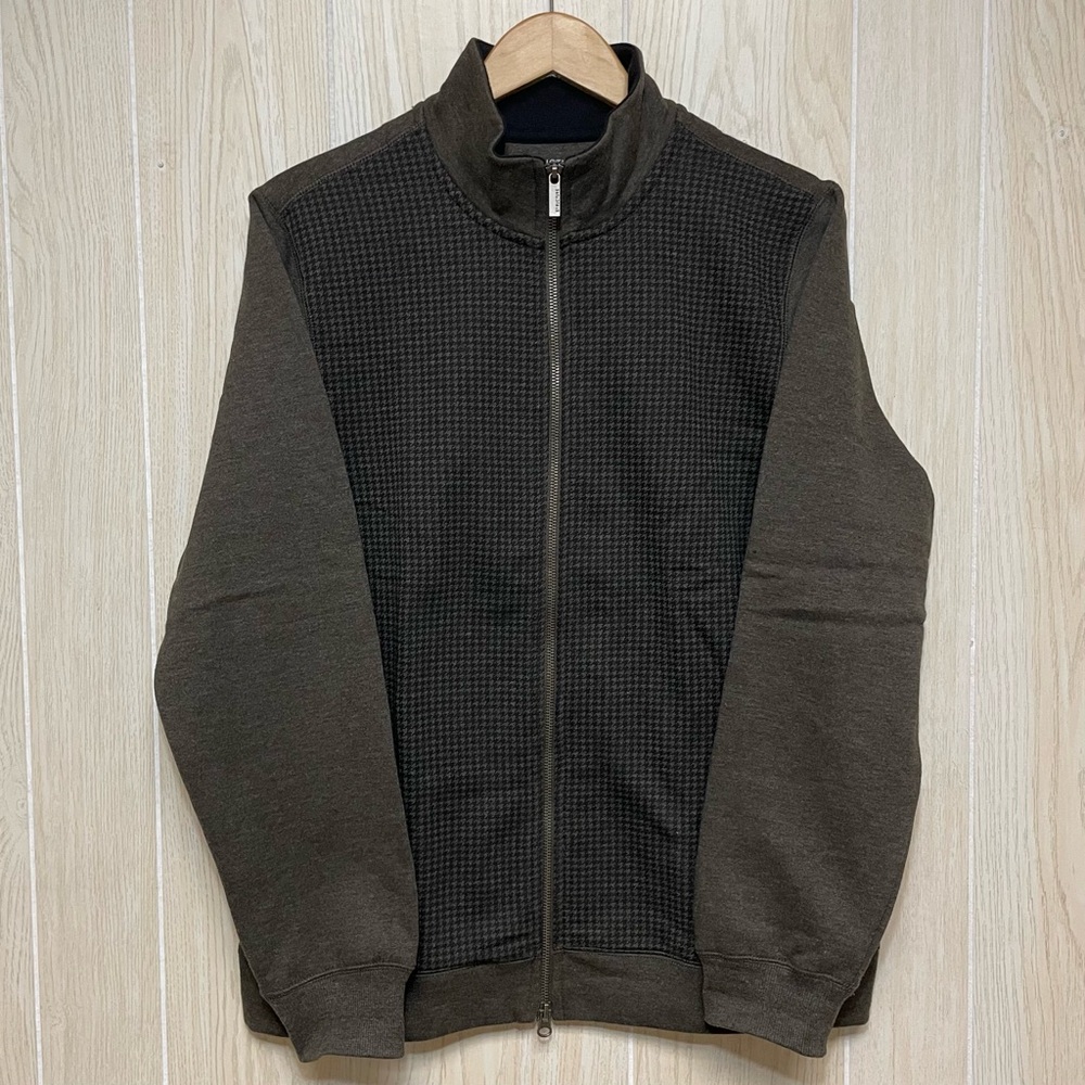 Structure Brand Checkered Zip-Up Sweater Jacket Brown/Gray - Men’s Large